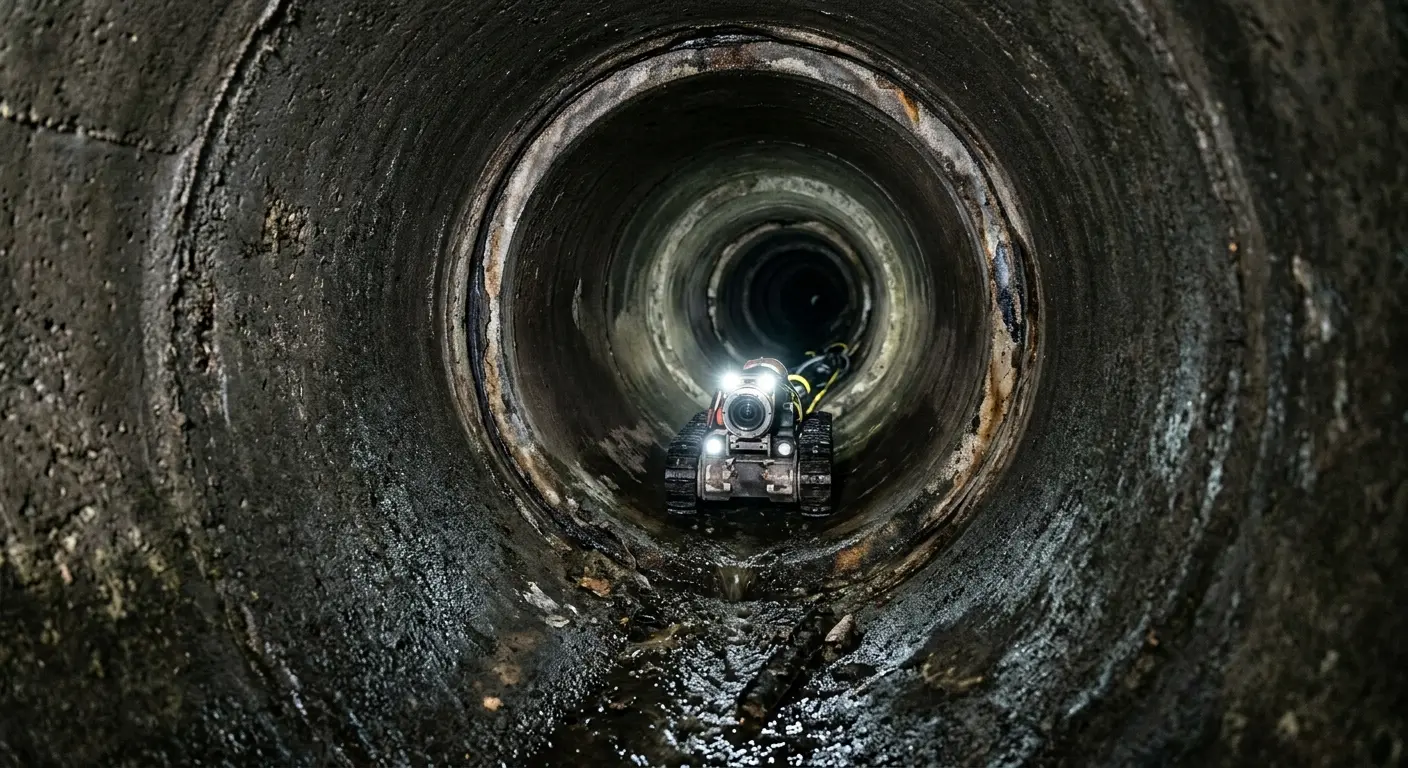 Robotic sewer camera inspecting pipe interior for Drain Snake Service in Centerton